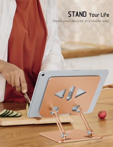 Aoviho Tablet Stand for Desk,Adjustable Tablet Holder,Gold - color: Gold