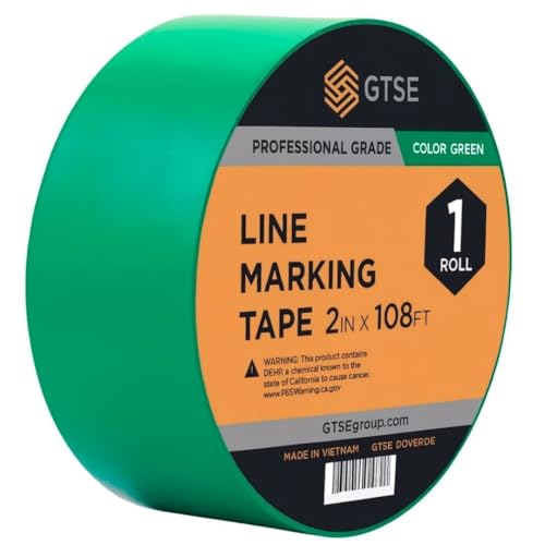 GTSE - Green Vinyl PVC Floor Tape 2 inch x 108ft Safety Marking Tape - color: Green, size: 2" x 108 ft