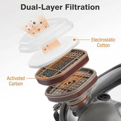 Full Face Respirator Mask with Filters, Gas Masks for Adult, Applicable to Dust, Paint, Chemicals, Gas, Epoxy Resin, DIY etc