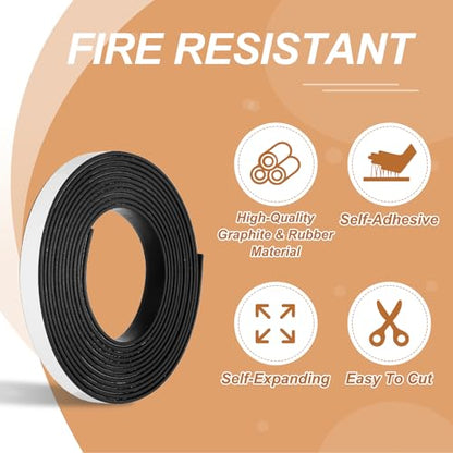 Smoke Fire Seal Strip 9.8Ft 12mm/0.47" Wx 2mm/0.08" T Black - color: Black, size: 9.8FT x 12mm / 0.47" W x 2mm / 0.08" T