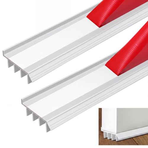 2 Pcs 4 Feet Exterior Door Sweep Vinyl Door Bottom Seal with Tape Drip Cap - color: White, size: 4 Feet