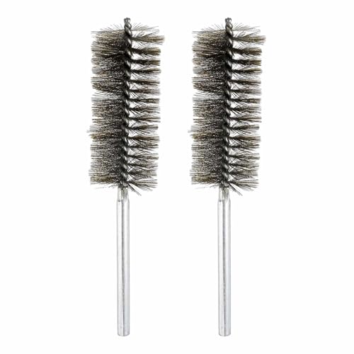 HARFINGTON 2pcs Wire Bore Brush 8 x 1-5/8" 5/16 Inch Shank Stainless Steel Bristles Cleaning Brush for Clean Car Part Tube Kitchen Garage - size: 8 x 1-5/8"