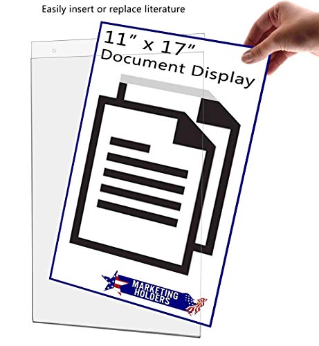 10 Pack Wall Sign Holder 11" x 17" Ad Frame with Mounting Holes Portrait Graphic Display Frame Clear Acrylic Sleeve by Marketing Holders - size: 11"w x 17"h