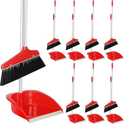 WILLBOND 8Set Broom and Dustpan Set Long Hand Broom with Dustpan Combo Bulk