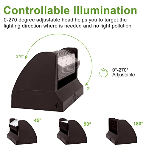 Rotatable Head LED Wall Pack Light 40W, 5400LM, 5000K, Bronze - color: 40W