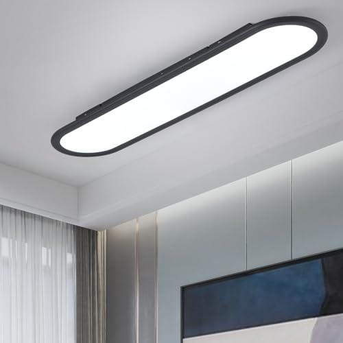 Ganeed Modern Linear Ceiling Lights, 36W LED High Brightness Long Ceiling Lamp, 27.6 Inch Ultra Thin Low Profile Light Fixture for Bedroom Kitchen Closet Hallway, Black/Cool White 6000K - color: Cool White/27.6 Inch/Black, size: Cool White/27.6 Inch