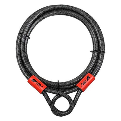 BV Heavy-Duty 15FT Security Cable with Loops - 10mm (3/8 Inch) Cut-Resistant Braided Steel Cable - Versatile & Weatherproof - Security Chain for Padlock, Chain Lock, Wire Lock - color: Single, style: 15 FT