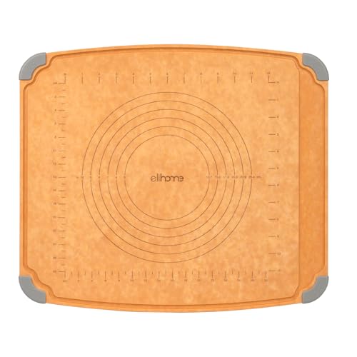 Elihome Essential Baking Pastry & Cutting Board for Kitchen, Wood Fiber Cutting Board for Kitchen, Knife Friendly, Dishwasher Safe, Non-Slip Feet, Juice Groove, Non-Porous, Eco Friendly, 15" x 18" - style: XL-18" x 15"