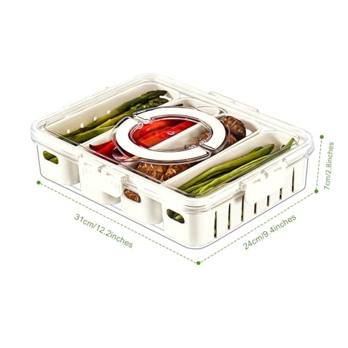 2 Pcs Salad Bar Containers for Fridge with Lid, Fruit Storage Veggie Tray - color: 4 Colanders-2 Pack