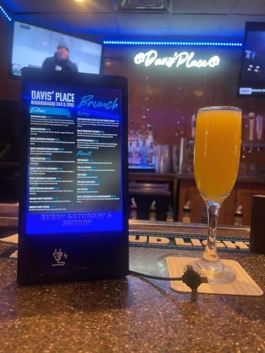 WeADS Electric Sign with Sensitive Touch 8" LCD Screen and WiFi Connection and High-Capacity Portable Charging,Display Table Signs Stand for Restaurant Menu and Show Fair (Black) - color: Android 6.0