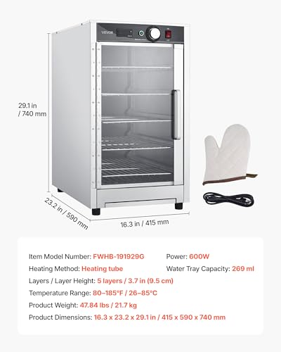 VEVOR Commercial Electric Food Warmer 5 Tier Transparent Single-Door - size: 5 Tier