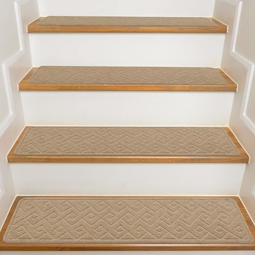 Stair Treads for Wooden Steps Indoor, KOOTETA 15 Pack 8" X 30" Non Slip - color: Beige-n, size: 8" x 30"