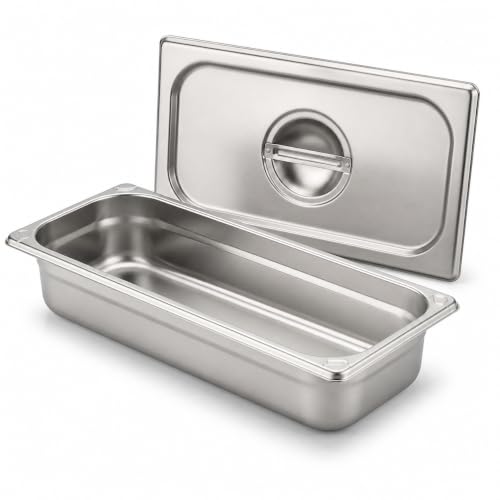 3 Pack Stainless Steel Hotel Pans with 3 Lids, 1/3 Size 2.5 Inch Deep Steam Table Food Pans for Catering, Buffet and Food Prep - color: 1/3, size: 2.5inch