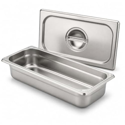 3 Pack Stainless Steel Hotel Pans with 3 Lids, 1/3 Size 2.5 Inch Deep Steam Table Food Pans for Catering, Buffet and Food Prep - color: 1/3, size: 2.5inch