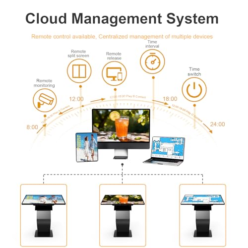 43 Inch Touch Screen Kiosk, 10pt PCAP Touch Screen Digital Signage, Plug&Play K-Style Indoor Digital Signage, Interactive LCD Display Signage, CMS/U-Disk Publish Content, Split Screen, Android 11 - color: 43"+Black (Android OS)