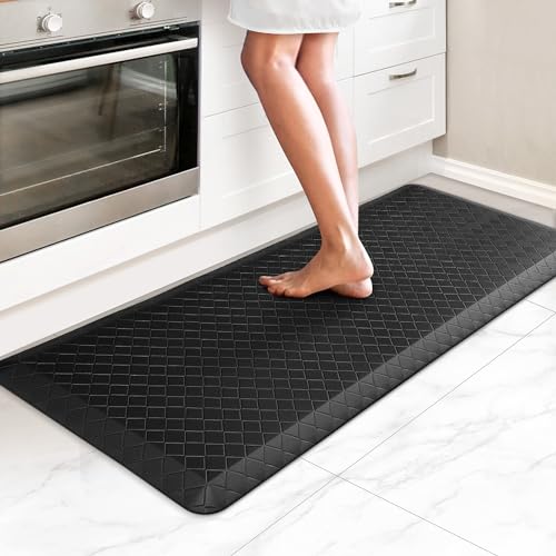 HappyTrends Kitchen Floor Mat - 4/5 Inch Thick Anti-Fatigue Kitchen Rug - color: Black, size: 54"L x 22"W x 0.8"Th