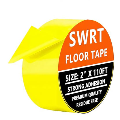 SWRT 2" x 110FT Yellow Floor Marking Tape and Dance Splicing Tape, Caution Gym Floor Tape Warning Safety Stripe Tape for Floor Marking, Athletics, School, Restaurants, Equipment and More