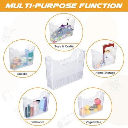 Beeveer 4pcs Plastic Freezer Organizer Bin with Wheel, 10 x 13.3 x 3.5 Inch - size: 10 x 13.3 x 3.5 Inch