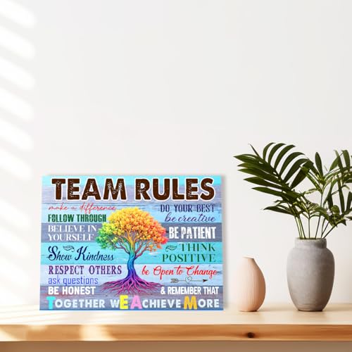 YEOION Team Rules Wall Art Canvas Framed,Motivational Office Wall Decor - color: Team Rules