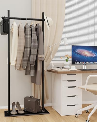 Coat Racks Freestanding with Natural Rock Base,68.9in,Black,Large - color: Black, size: 25.6*11.8*68.9in