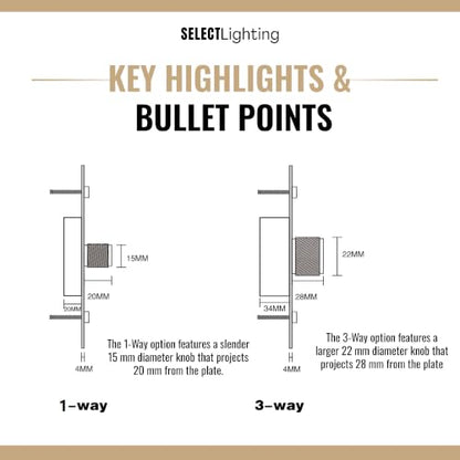 SELECT 4 Gang Solid Brass Rotary Dimmer Switch, 3-Way & 1-Way Compatible - color: Black with Brass, size: 4 Gang, style: 1/3-Way Dimmer