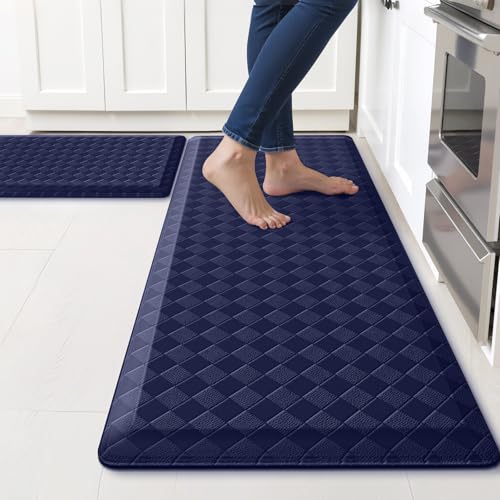 TranquilRelax 4/5 Inch Cushioned Anti Fatigue Kitchen Mats for Floor, Blue - color: Blue, size: 2-Piece | 28"+47" | Extra Thick