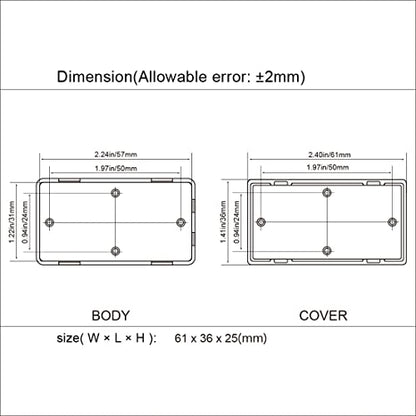 LeMotech Project Box 10 Pieces ABS Plastic Electrical Project Case Small Junction Box for Electronics Black 2.4 x 1.4 x 1 inch (61 x 36 x 25 mm) - size: 2.40" x 1.42" x 1.0"(10pc)