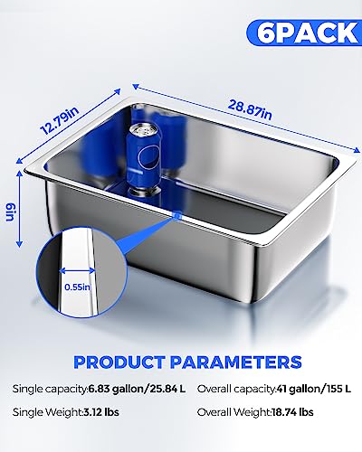 WantJoin Stainless Steel Steam Table Hotel Pan Set 1/1 Size 6 Inches 6pcs - color: 6" Deep, size: 1/1 Size