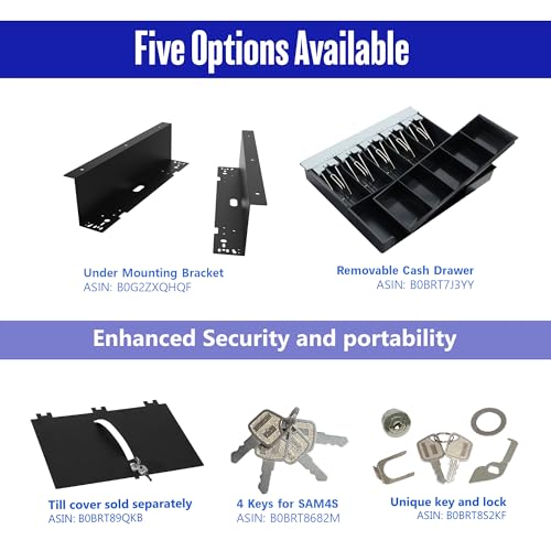SAM4s 16" "Stainless Steel" Front Heavy Duty Black POS Cash Drawer with 5Bill/5Coin - size: 01. POS