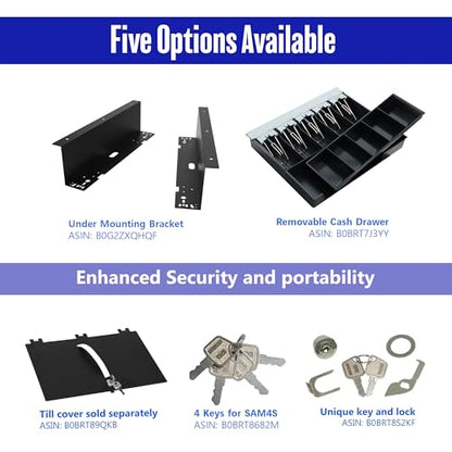 SAM4s 16" "Stainless Steel" Front Heavy Duty Black POS Cash Drawer with 5Bill/5Coin - size: 01. POS