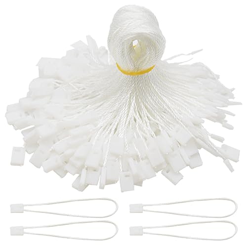 1000Pcs Hang Tag String 7 Inch Nylon String Snap Lock Pin Loop Fastener Hook Ties Easy and Fast to Attach (White) - color: White
