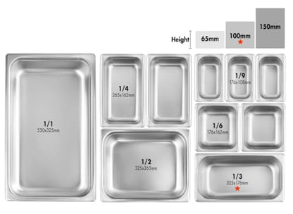 New Star Foodservice 1/3 Size Stainless Steel Steam Table Pan - size: 1/3, style: 4" Deep