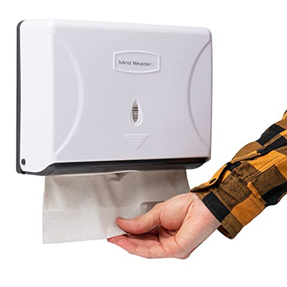 Mind Reader Paper Towel Dispenser, Tri-Fold Towel Holder, Restroom, Wall Mount, Bathroom, White - color: White