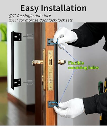 Heavy Duty Door Latch Guard-7" Stainless Steel Door Security Plate Black - size: 7”