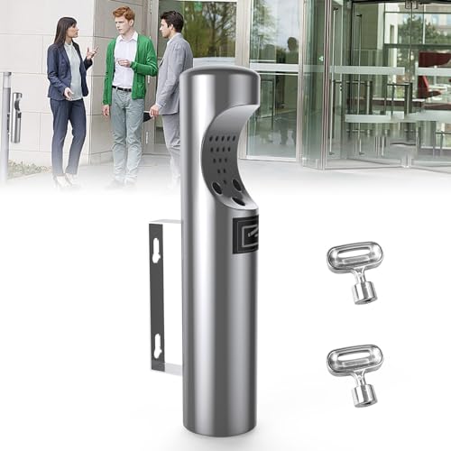 Wall-Mount Cigarette Butt Receptacle for Outside, Outdoor Cigarette Butt Disposal, Commercial Smoking Receptacles to Avoid Discarding Cigarette Butts,Easy to Clean -Stainless Steel - color: Stainless Steel