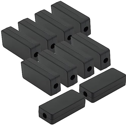 LeMotech Project Box 10 Pieces ABS Plastic Electrical Project Case Small Junction Box for Electronics Black 2.4 x 1.0 x 0.6 inch (60 x 26 x 16 mm) - size: 2.4" x 1.0" x 0.6"(10pc)