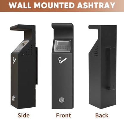 lukar Commercial Wall Mounted Trash Receptacle with Lock, Outdoor Trash Can