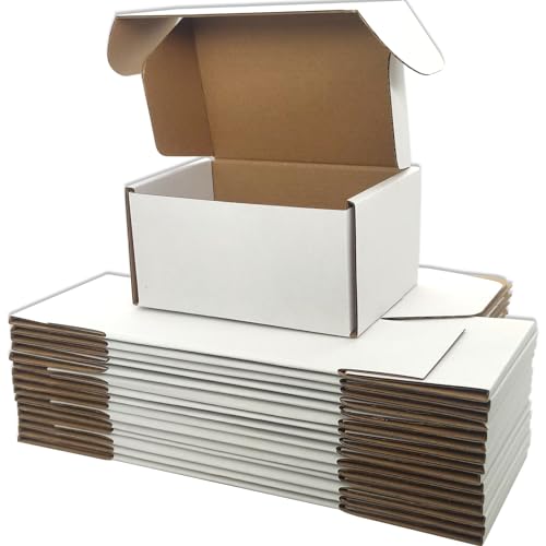 6x4x3 Shipping Boxes Set of 25, White Mailer Corrugated Cardboard Box - color: White, size: 6"x4"x3"/25-pack