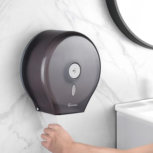 Kordory Wall Mount Toilet Paper Holder, 9" Jumbo Toilet Paper Roll Holder - color: Black
