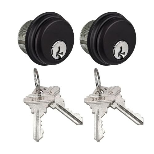 Commercial Door Lock Cylinder with Keys - Double Cylinder, 2 Pack - color: Duronotic Bronze, size: 2 Pack, style: Keyed Cylinder