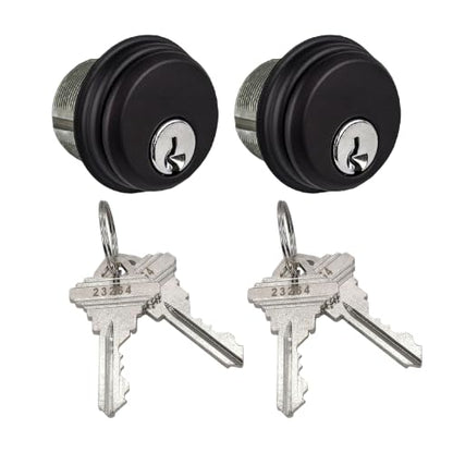 Commercial Door Lock Cylinder with Keys - Double Cylinder, 2 Pack - color: Duronotic Bronze, size: 2 Pack, style: Keyed Cylinder