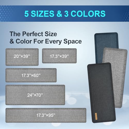 Anti Slip 3/4 inchs Anti Fatigue Kitchen Floor Mat, Ergonomic Comfort Standing Mat, Waterproof Kitchen Runner for Home, Kitchen, Office, Laundry, Garage (Light Gray, 20" x 32" -0.75") - size: 32"L x 20"W x 0.8"Th