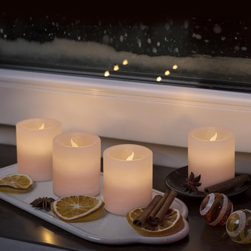 FURORA LIGHTING Pink Marble Real Wax Votive LED Candles, 6-Pack - color: Pink Flat Top, Real Wax