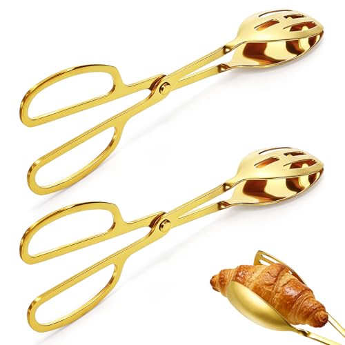 Jucoan 2 Pack Gold Salad Tongs, Buffet Serving Tongs, Stainless Steel - color: Gold