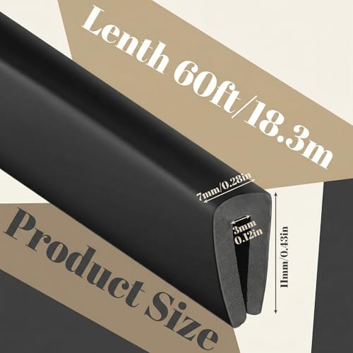Kingdder 1/8" U Channel Rubber Edge Trim, 1/8" U ，60 Feet Long, Black - color: Black, size: 1/8" U, 60 Feet Long, Black
