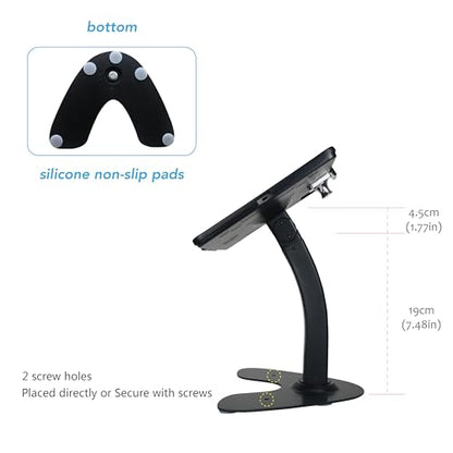 Desktop Anti-Theft Kiosk Stand POS Stand with Lock Bracket for 2025 iPad 11" (A16) 11th/ 2022 iPad 10.9" 10th Gen.,Excluding Other 10.9"& 11",360°Swivel,Metal(Black)