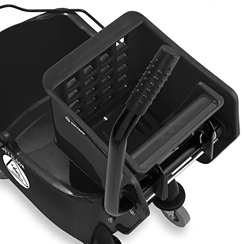 Dryser Commercial Mop Bucket with Side Press Wringer, 26 Quart, Black - color: Black