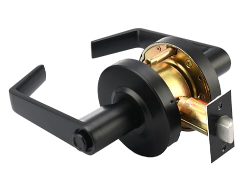 Boomerang Heavy-Duty Privacy/Bathroom Function Commercial Lever Door Lock - color: Matte Black (US19), style: Privacy/Bathroom