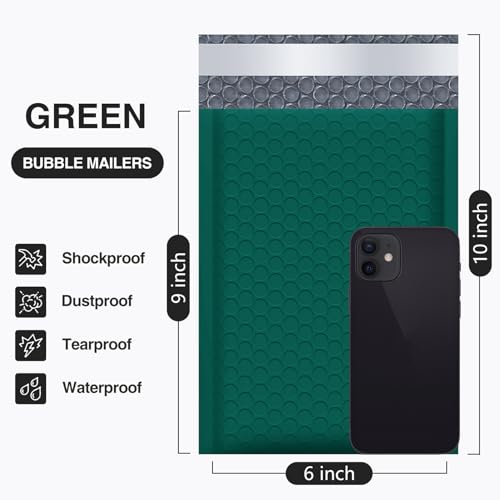 UCGOU Bubble Mailers 6x10" Green Usable Size 6x9" Padded Envelopes 100 Pack - color: Green, size: 6x10" 100PC