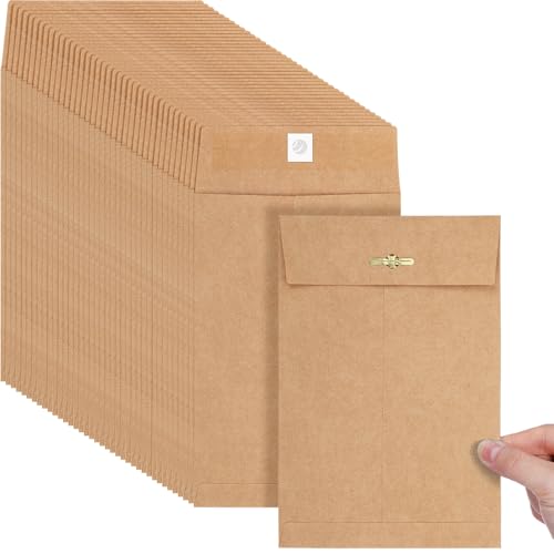 Teling 50 Pcs Manilla Clasp Envelopes Kraft Closure - color: Brown, size: 5*7.5